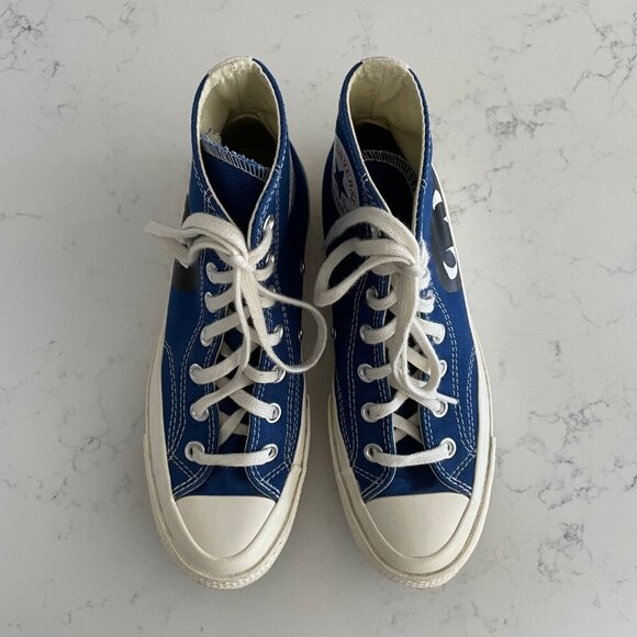 Converse All Star PLAY Comme des Garcons Hi Top Lace Up Sneakers Blue Sz 7W/5M - Picture 2 of 14